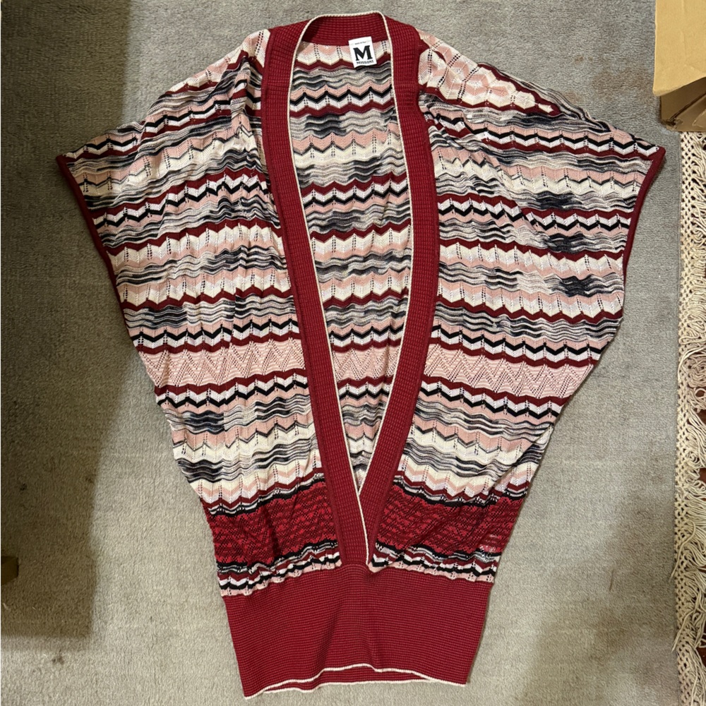 M by Missoni Woven Knit Short Sleeve Cardigan Multicolor Women’s Medium NWT
